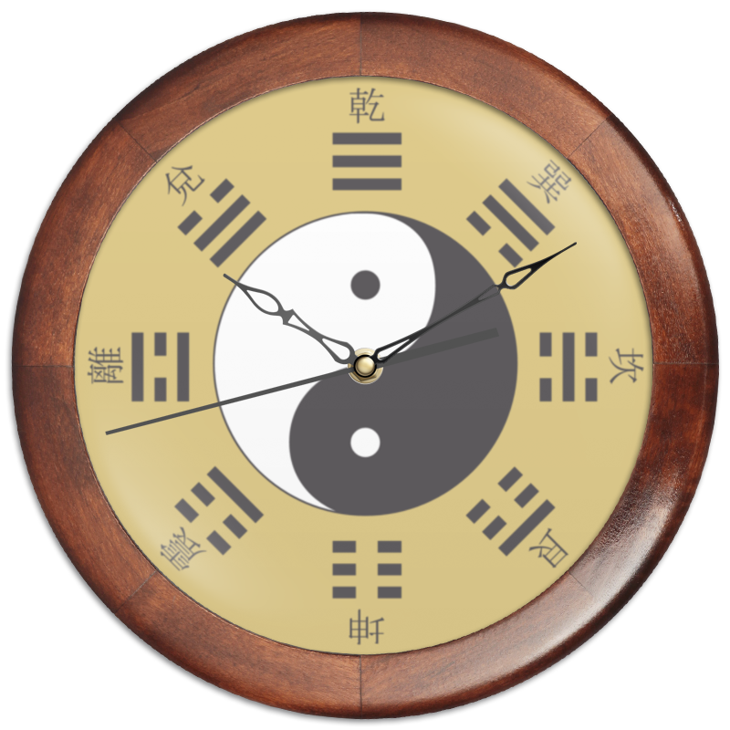 Printio Часы круглые из дерева «тайцзи» на золотом фоне парные кулоны инь янь восемь триграмм