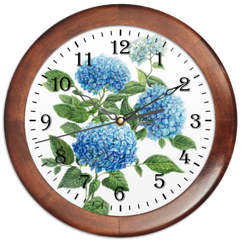 Printio Часы круглые из дерева Голубая гортензия гортензия голубая в тубе