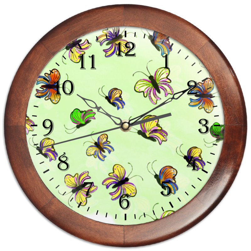 Printio Часы круглые из дерева Бабочки