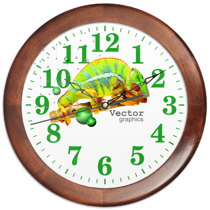 Printio Часы круглые из дерева Хамелеон. векторная графика. printio часы круглые из дерева хамелеон векторная графика