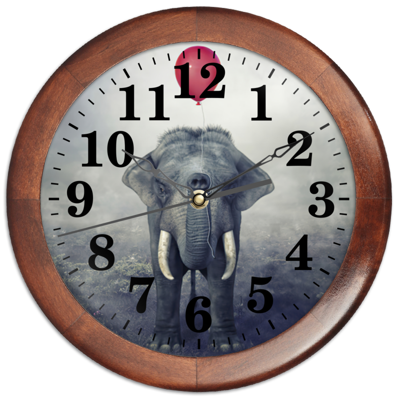Printio Часы круглые из дерева Красный шар и слон