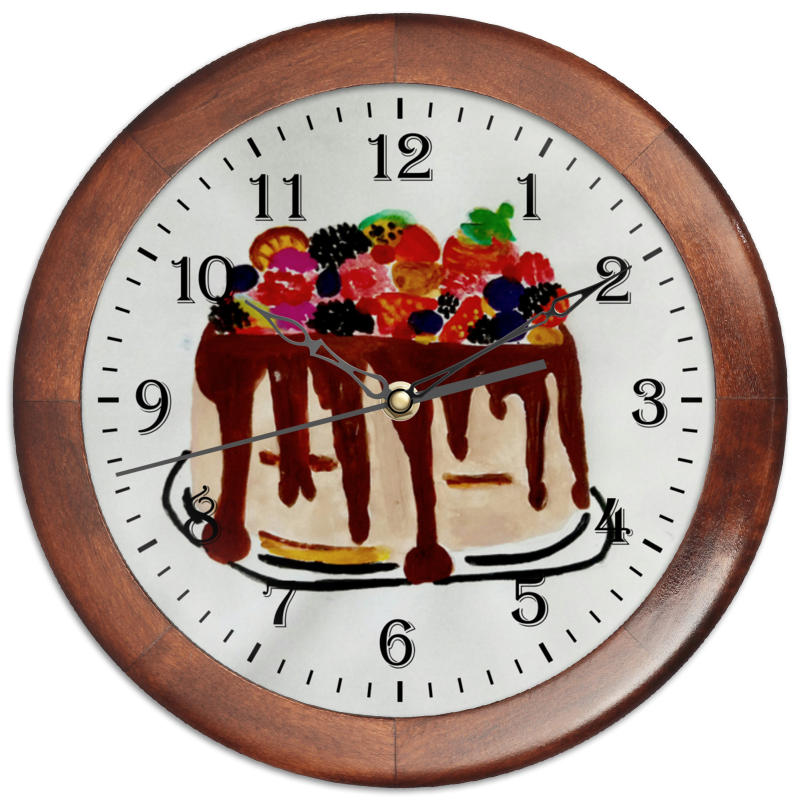 Printio Часы круглые из дерева Тортик торт йогуртовый фруктовый 1 кг