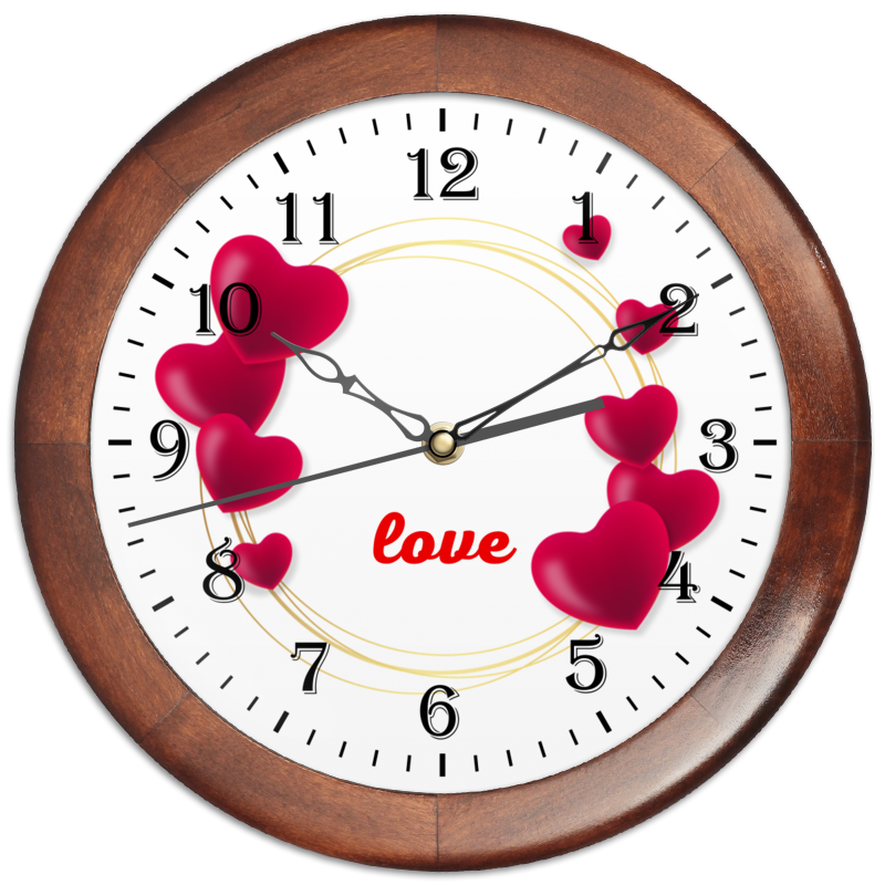 Printio Часы круглые из дерева Любовная надпись.