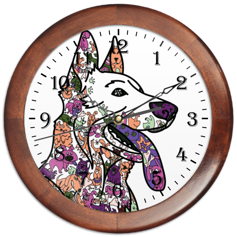 Printio Часы круглые из дерева Забавные собаки