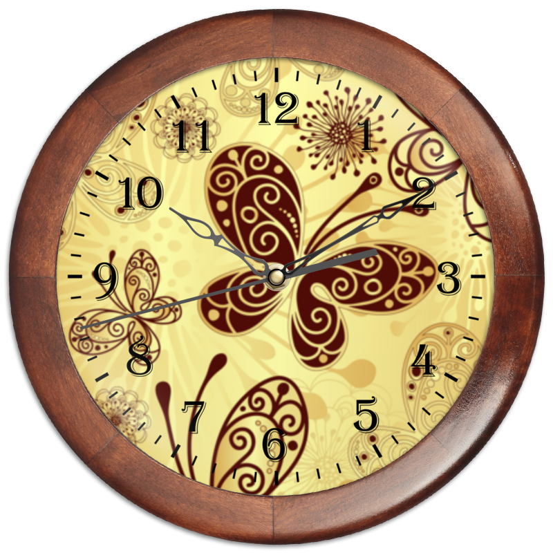 Printio Часы круглые из дерева Бабочки printio часы круглые из дерева фиолетовые бабочки