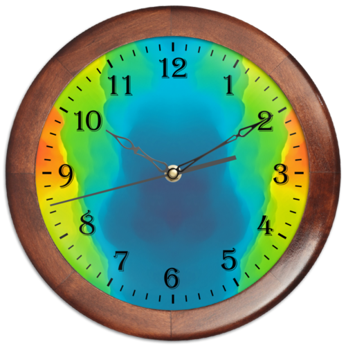 Заказать часы для офиса в Москве. Часы круглые из дерева Разводы красок от THE_NISE  - готовые дизайны и нанесение принтов.