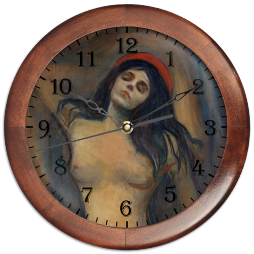 Заказать часы для офиса в Москве. Часы круглые из дерева Мадонна (картина Мунка) от trend - готовые дизайны и нанесение принтов.