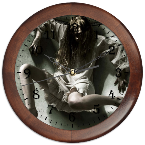 Заказать часы для офиса в Москве. Часы круглые из дерева страшные от sawabcrew214 - готовые дизайны и нанесение принтов.
