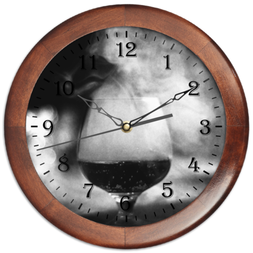 Заказать часы для офиса в Москве. Часы круглые из дерева Бокал дыма от Аксинья Гордон - готовые дизайны и нанесение принтов.