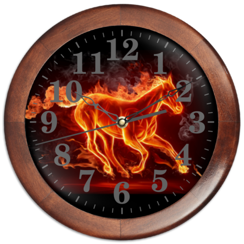 Заказать часы для офиса в Москве. Часы круглые из дерева Global  space magic  mars (коллекция огонь) от Global Space Magic  - готовые дизайны и нанесение принтов.
