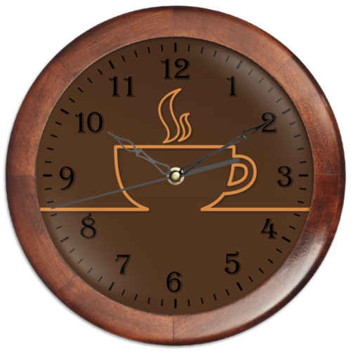 Заказать часы для офиса в Москве. Часы круглые из дерева Кофе тайм / Coffee Time от BeliySlon - готовые дизайны и нанесение принтов.