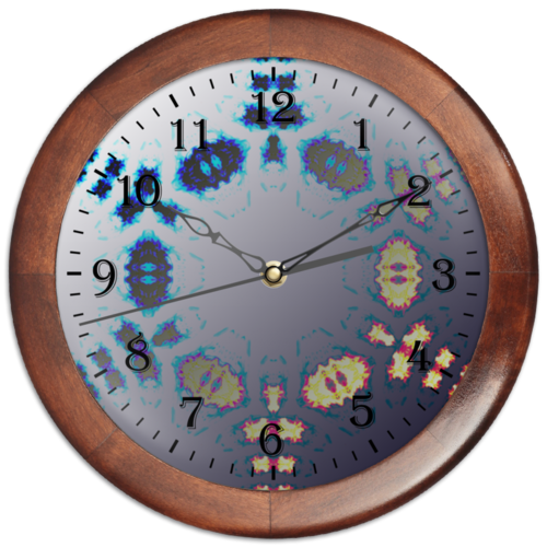 Заказать часы для офиса в Москве. Часы круглые из дерева Морозное Пламя от  Неизвестнов - готовые дизайны и нанесение принтов.