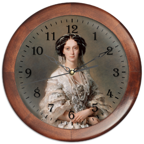 Заказать часы для офиса в Москве. Часы круглые из дерева Портрет императрицы Марии Александровны от trend - готовые дизайны и нанесение принтов.