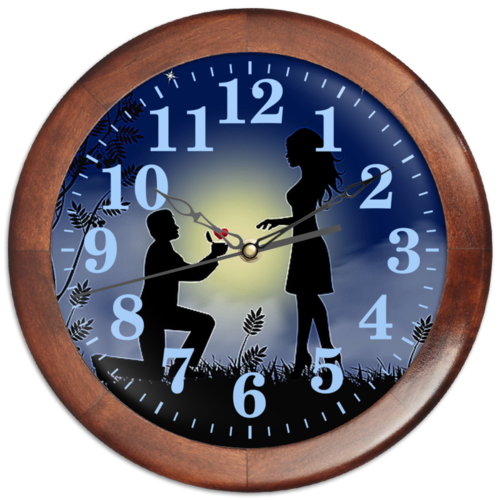 Заказать часы для офиса в Москве. Часы круглые из дерева РОМАНТИКА от robus - готовые дизайны и нанесение принтов.