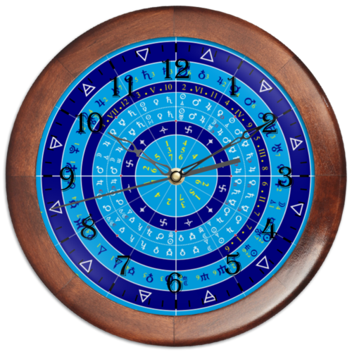 Заказать часы для офиса в Москве. Часы круглые из дерева Зодиакальный круг от tantra-7 - готовые дизайны и нанесение принтов.