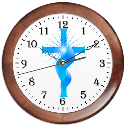 Заказать часы для офиса в Москве. Часы круглые из дерева Христианский крест и священный огонь. от cutworld@yandex.ru - готовые дизайны и нанесение принтов.