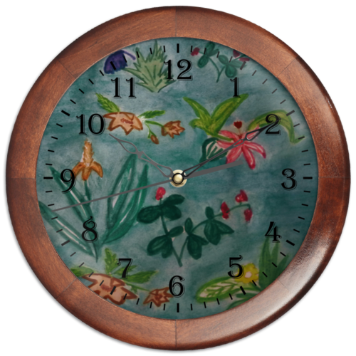 Заказать часы для офиса в Москве. Часы круглые из дерева Ботаника от mrs-snit@yandex.ru - готовые дизайны и нанесение принтов.