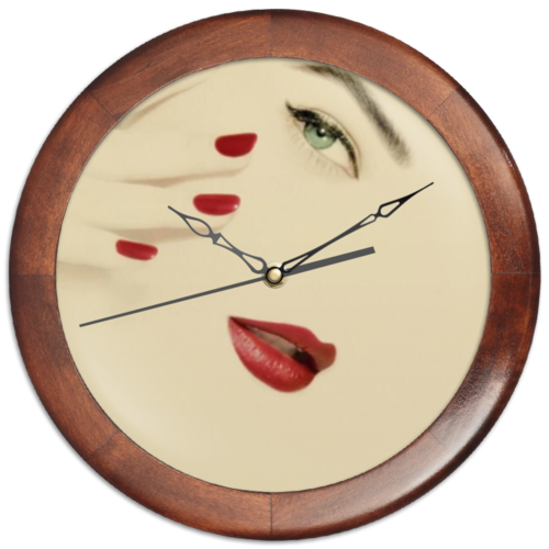 Заказать часы для офиса в Москве. Часы круглые из дерева Для салона красоты от Apfelbaum - готовые дизайны и нанесение принтов.
