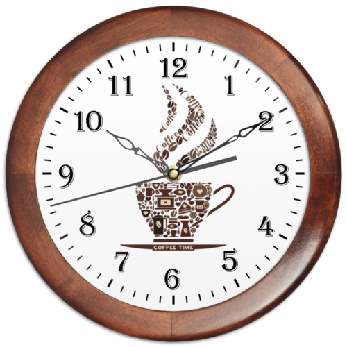Заказать часы для офиса в Москве. Часы круглые из дерева Кофейные от BeliySlon - готовые дизайны и нанесение принтов.