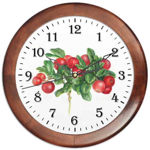 Заказать часы для офиса в Москве. Часы круглые из дерева Сочная брусника от Julissa_limejuice - готовые дизайны и нанесение принтов.