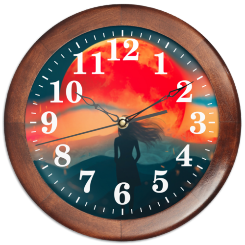 Заказать часы для офиса в Москве. Часы круглые из дерева Ожидание от Дана Столыпина - готовые дизайны и нанесение принтов.