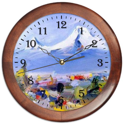 Заказать часы для офиса в Москве. Часы круглые из дерева Арарат от Армения - готовые дизайны и нанесение принтов.