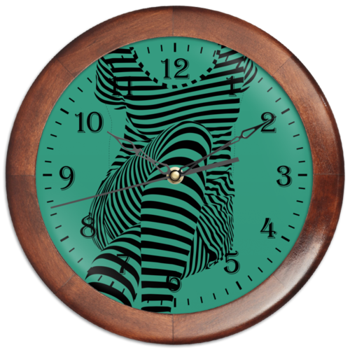 Заказать часы для офиса в Москве. Часы круглые из дерева "Раздвоение личности" от Apfelbaum - готовые дизайны и нанесение принтов.
