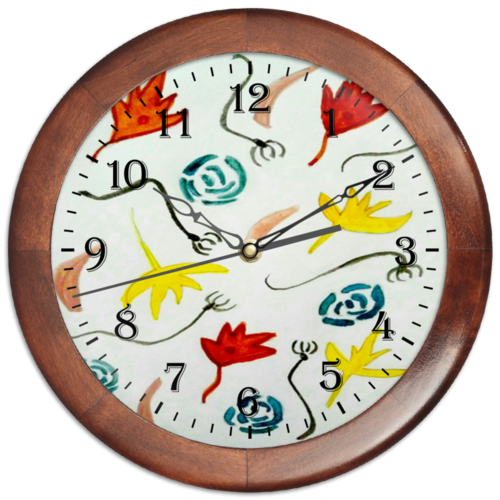 Заказать часы для офиса в Москве. Часы круглые из дерева Осень от mrs-snit@yandex.ru - готовые дизайны и нанесение принтов.