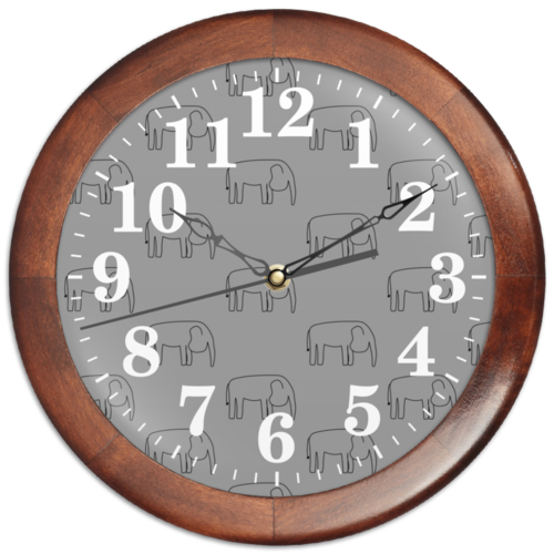 Заказать часы для офиса в Москве. Часы круглые из дерева Черный слон от Vadim Koval - готовые дизайны и нанесение принтов.