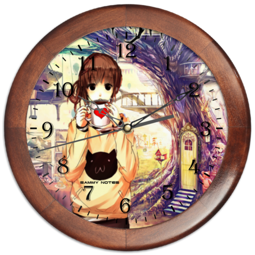 Заказать часы для офиса в Москве. Часы круглые из дерева Clock  SAMMY NOTES \circle\ от Samui Kokoro - готовые дизайны и нанесение принтов.