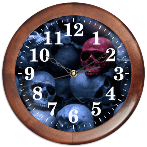 Заказать часы для офиса в Москве. Часы круглые из дерева Red Skull от Дана Столыпина - готовые дизайны и нанесение принтов.