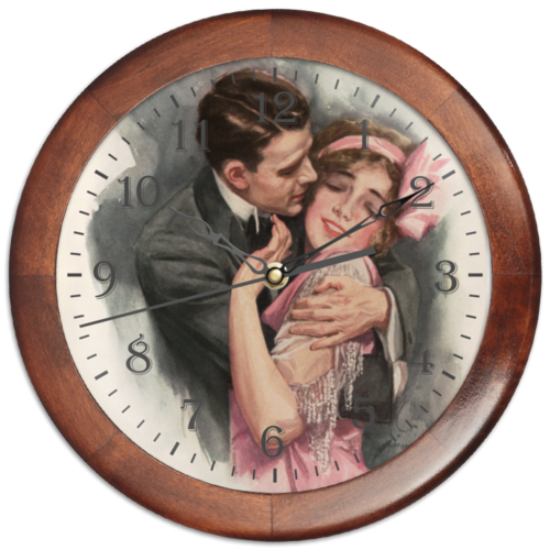 Заказать часы для офиса в Москве. Часы круглые из дерева День Святого Валентина от Apfelbaum - готовые дизайны и нанесение принтов.