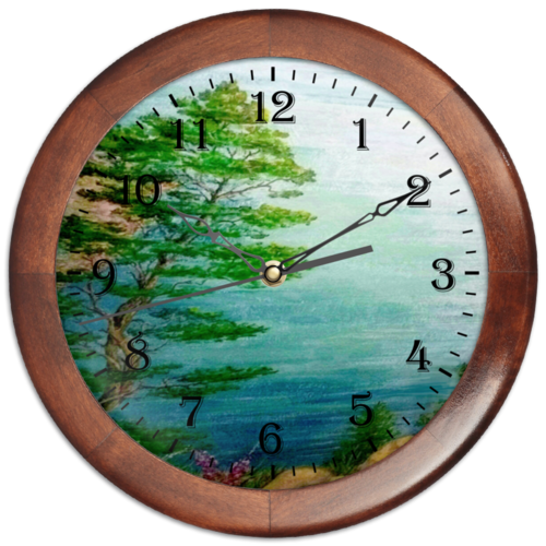 Заказать часы для офиса в Москве. Часы круглые из дерева Песчаный берег от mrs-snit@yandex.ru - готовые дизайны и нанесение принтов.