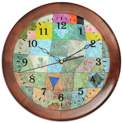 Заказать часы для офиса в Москве. Часы круглые из дерева Товарищеский матч (Пауль Клее) от trend - готовые дизайны и нанесение принтов.