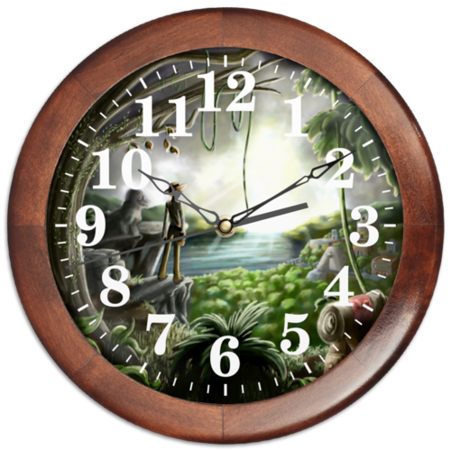 Заказать часы для офиса в Москве. Часы круглые из дерева Остров от Дана Столыпина - готовые дизайны и нанесение принтов.