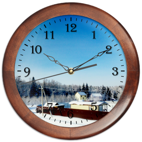Заказать часы для офиса в Москве. Часы круглые из дерева Зима. Мороз. Солнце. от mrs-snit@yandex.ru - готовые дизайны и нанесение принтов.