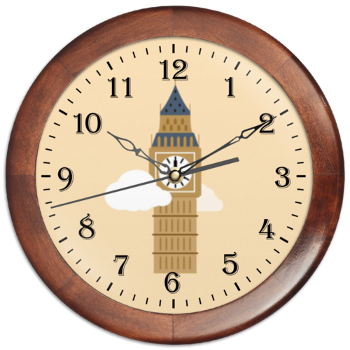 Заказать часы для офиса в Москве. Часы круглые из дерева Big Ben от Meza - готовые дизайны и нанесение принтов.