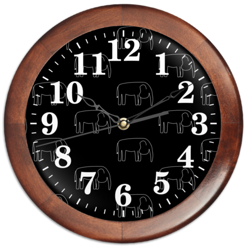 Заказать часы для офиса в Москве. Часы круглые из дерева Белый слон от Vadim Koval - готовые дизайны и нанесение принтов.
