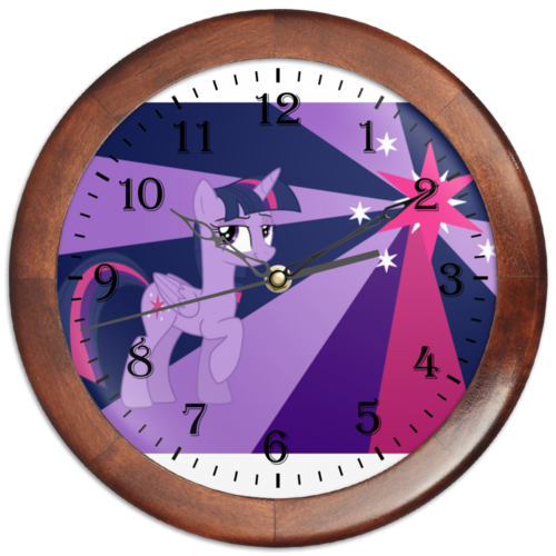 Заказать часы для офиса в Москве. Часы круглые из дерева Twilight Sparkle Color Line от shadow_dash - готовые дизайны и нанесение принтов.