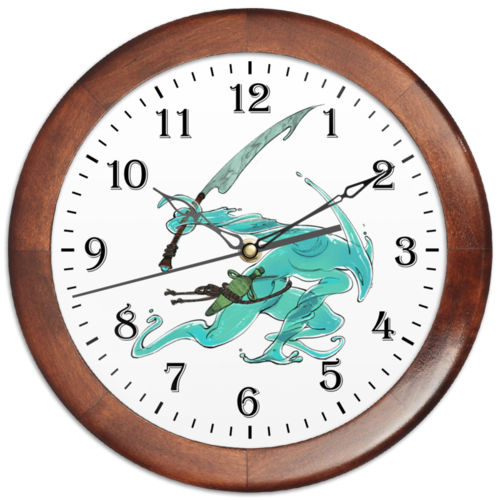 Заказать часы для офиса в Москве. Часы круглые из дерева Знак зодиака Водолей от theirenemen - готовые дизайны и нанесение принтов.