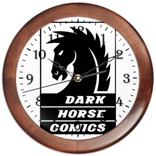 Заказать часы для офиса в Москве. Часы круглые из дерева Dark Horse Comics от YellowCloverShop - готовые дизайны и нанесение принтов.