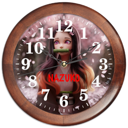 Заказать часы для офиса в Москве. Часы круглые из дерева Nezuko от Дана Столыпина - готовые дизайны и нанесение принтов.