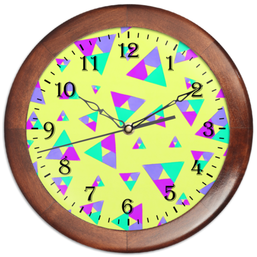 Заказать часы для офиса в Москве. Часы круглые из дерева Треугольник 1 от valezar - готовые дизайны и нанесение принтов.