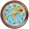 Заказать часы для офиса в Москве. Часы круглые из дерева Карта мира от Елена Гришина - готовые дизайны и нанесение принтов.