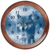 Заказать часы для офиса в Москве. Часы круглые из дерева Волк с голубыми глазами от weeert - готовые дизайны и нанесение принтов.