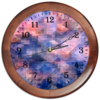 Заказать часы для офиса в Москве. Часы круглые из дерева Пиксель-арт. Сине-розовый паттерн от Anna Lomachenko - готовые дизайны и нанесение принтов.