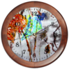 Заказать часы для офиса в Москве. Часы круглые из дерева Физалис и бабочка от Anna Lomachenko - готовые дизайны и нанесение принтов.