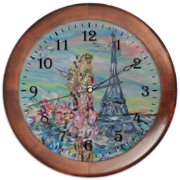 Заказать часы для офиса в Москве. Часы круглые из дерева Париж от rikart - готовые дизайны и нанесение принтов.