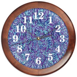 Заказать часы для офиса в Москве. Часы круглые из дерева Голубое в фиолетовом от Vadim Koval - готовые дизайны и нанесение принтов.