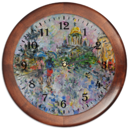 Заказать часы для офиса в Москве. Часы круглые из дерева Питер от rikart - готовые дизайны и нанесение принтов.